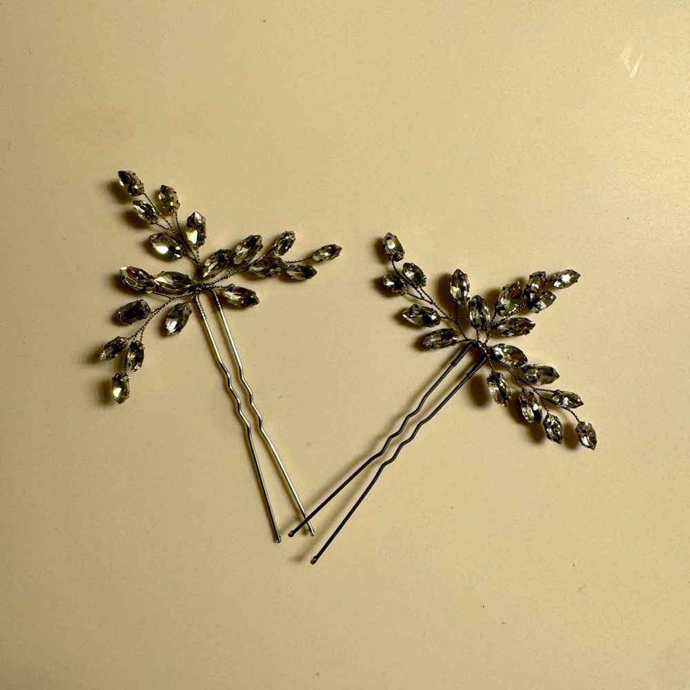 Two Crystal Hair Pins